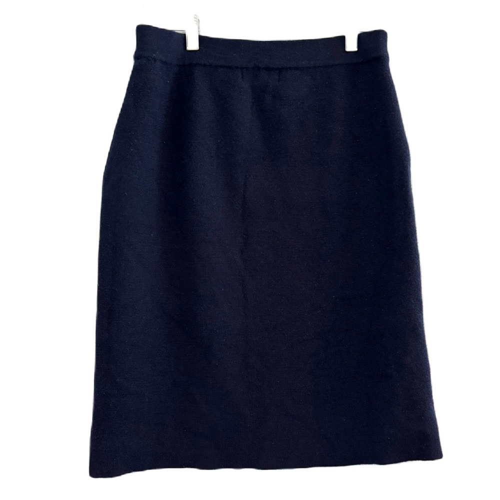 Rena Rowan for Saville Navy Merino Wool Pull-on Knit Skirt Size Medium
